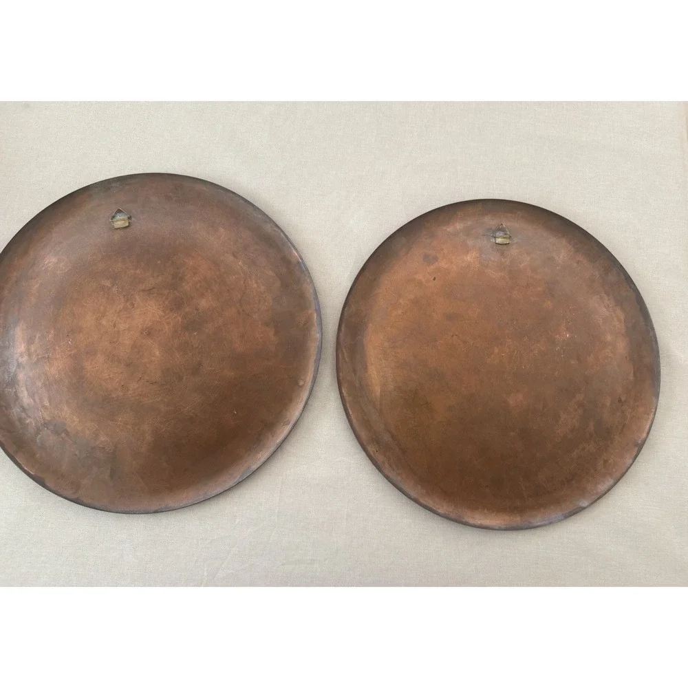 Set of 2 Copper Wall Hangings‎ Egyptian Revival Engraved Art Plates